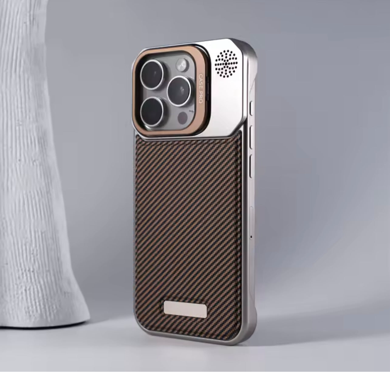 MagSafe Case with Metal Stand and Carbon Fiber Design