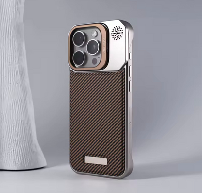 MagSafe Case with Metal Stand and Carbon Fiber Design