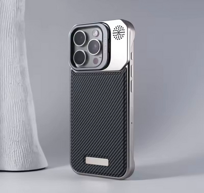 MagSafe Case with Metal Stand and Carbon Fiber Design