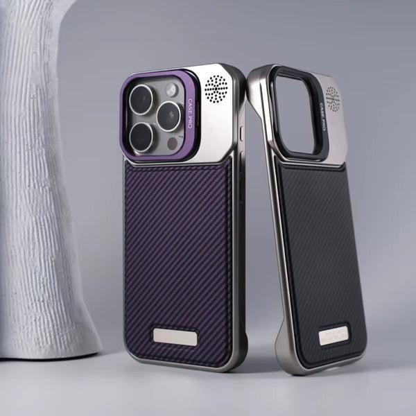 MagSafe Case with Metal Stand and Carbon Fiber Design