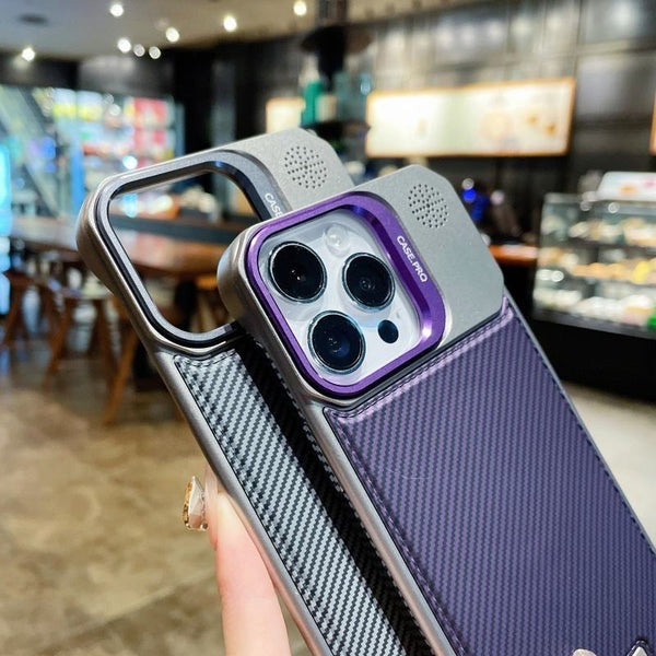 MagSafe Case with Metal Stand and Carbon Fiber Design