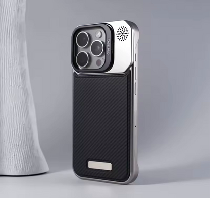 MagSafe Case with Metal Stand and Carbon Fiber Design